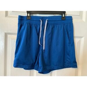Athletic Works Blue Mesh Gym Shorts Womens Small 4-6 Drawstring Athletic Running